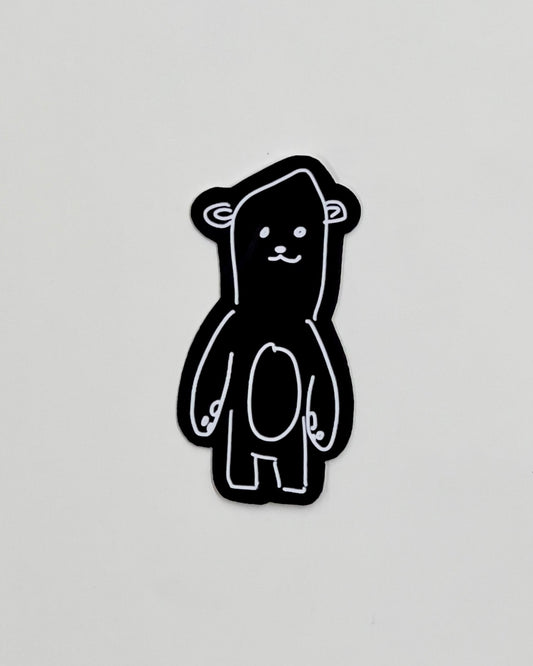 It's Okay to Be Imperfect - Wonky Bear White on Black Border Vinyl Sticker